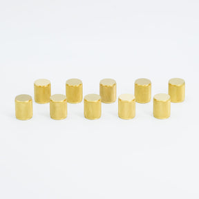 Brushed brass knurled kitchen cabinet knobs. Sold as a pack of 10 (Reno Pack). Potter and Clay